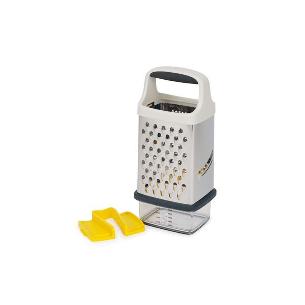 Joseph Joseph Multi-Grip Box Grater with Precision Food Grip, Stainless Steel Blades for Grating and Slicing, Non-Slip Base, Dishwasher Safe