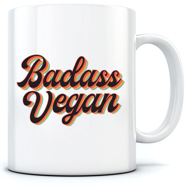 HotScamp Bad Ass Vegan - Mug for Tea Coffee - One Size White