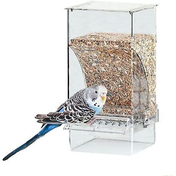 Parrot Automatic Feeder No Mess Bird Food 1 Piece Set, Transparent