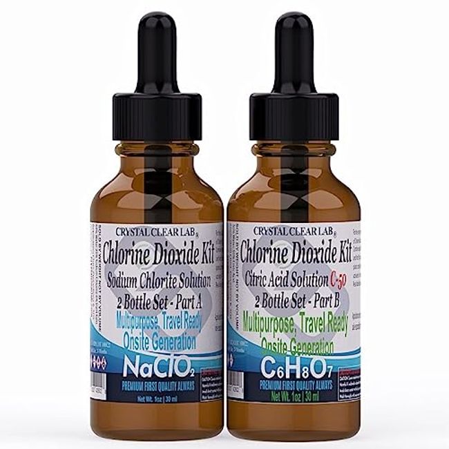 Crystal Clear Chlorine Dioxide for Travel with Citric Acid (1 Ounce)