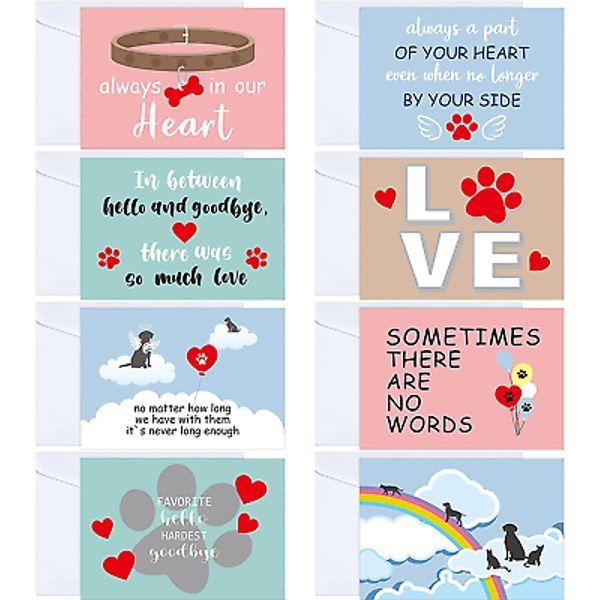 16 Sets Pet Sympathy Cards Dog Condolences Cards Pet Bereavement Card and Envelo