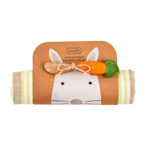 Mud Pie Bunny Towel & Spreader Sets, Green, 26" x 16 1/2"