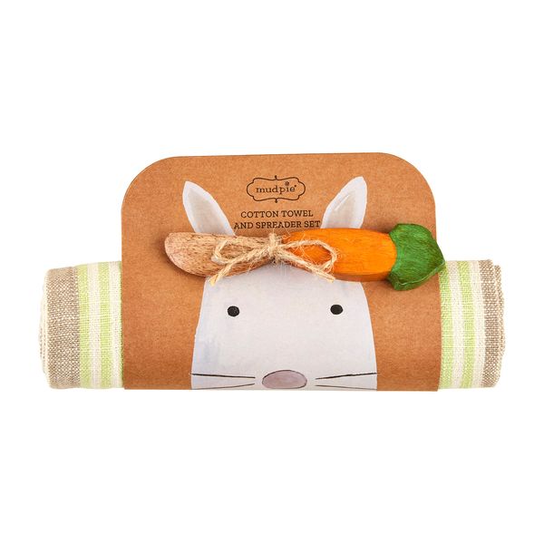 Mud Pie Bunny Towel & Spreader Sets, Green, 26" x 16 1/2"