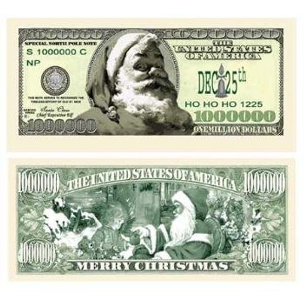 Santa One Million Dollar Bills Stocking Stuffers Case Pack 100