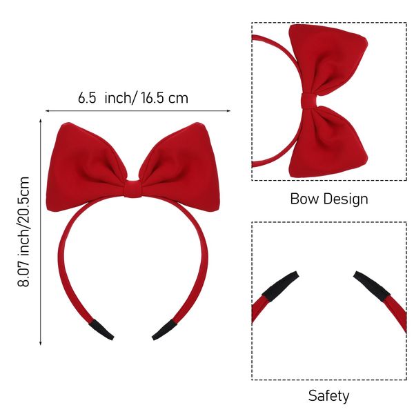 WLLHYF 2Pack Red Bow Headband Big Bowknot Headband Halloween Headdress for Women and Girls Makeup Hair Band Hair Hoop Hair Accessories for Christmas Party and Cosplay