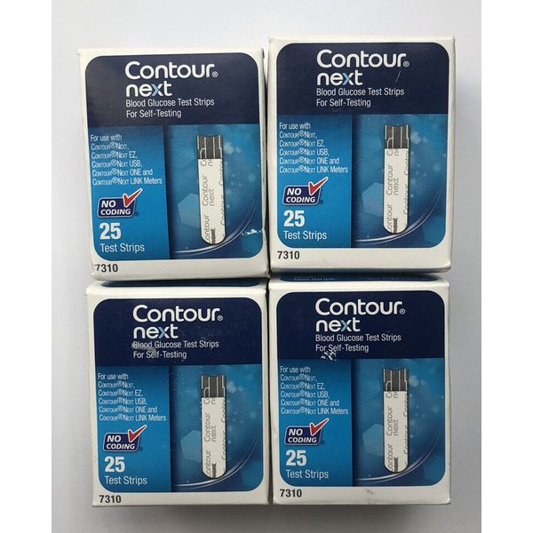 Bayer Contour Blood Glucose Test Strips 25 Ct. Exp 11/2019 Lot of 4