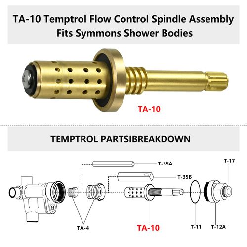 Vanshly TA-10 Temptrol Flow Control Spindle Assembly Fits Symmons Shower Bodies - fits Temptrol Shower Valves