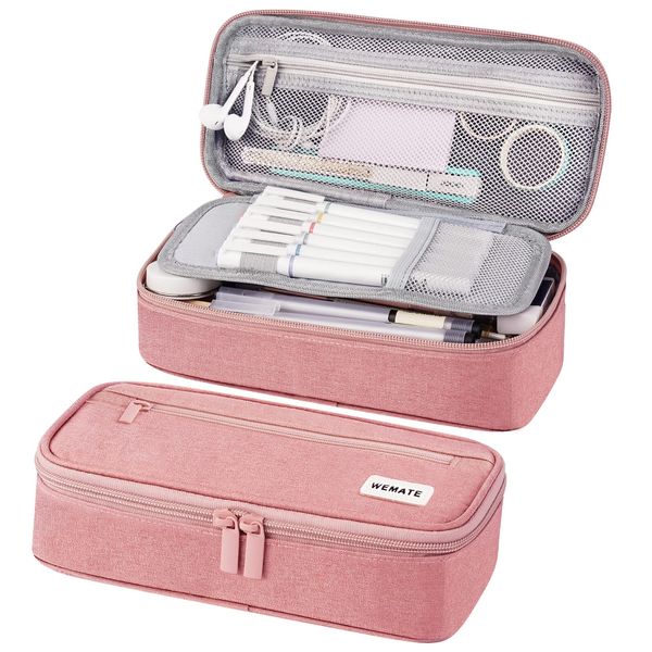 WEMATE Federmäppchen Federtaschen Mäppchen Etui Stifte 5 Fach, Große Kapazität Pencil Case Großes Federmäppchen Tasche Halter Schreibwaren Zippered Desk Organizer