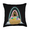 Easter Day Easter Eggs Gift Holiday Eggs Basket Rainbow Happy Easter Throw Pillow, 18x18, Multicolor