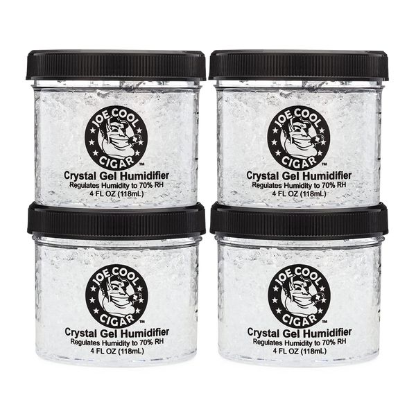 Joe Cool Cigar Crystal Gel Humidifier for Cigar Humidors (4 oz Jars) - 4 Pack