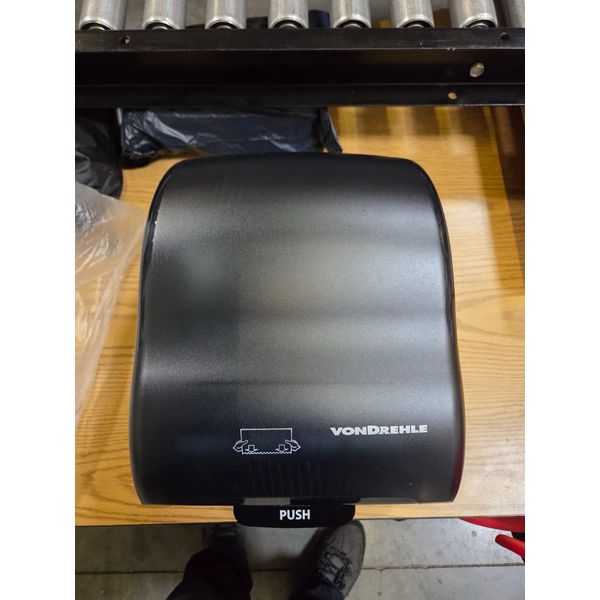 Von Drehle 8” Mechanical Pull-Down PaperTowel Dispenser, Black - NEW IN BOX!