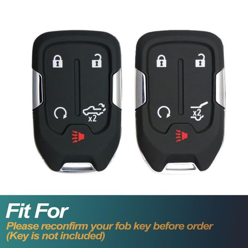 FEYOUN Key Fob Cover Compatible with Chevy Chevrolet Silverado GMC Sierra 1500 2500 3500 HD Limited Smart 5 Buttons TPU Remote Keyless Key Fob Case Protection Shell Accessories, Black