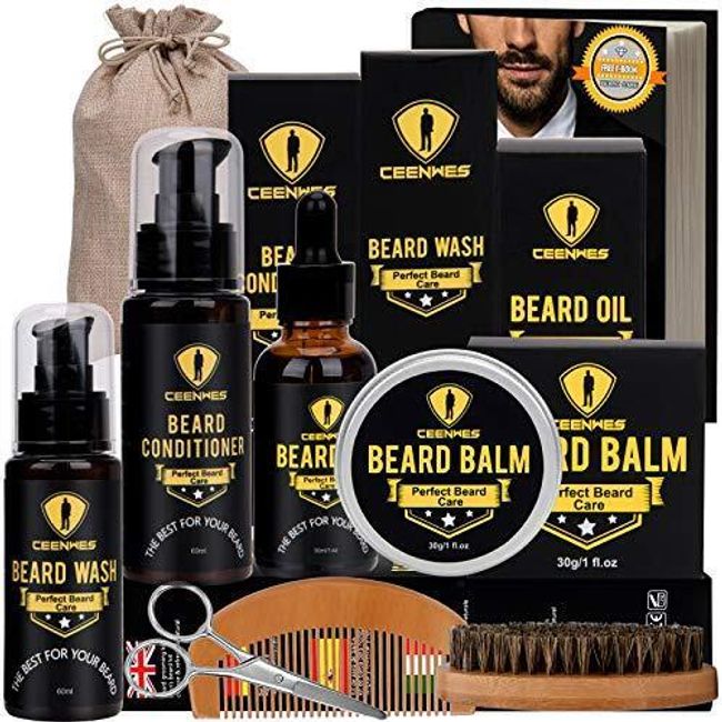 Kit De Cuidado De Barba Mejorado Con Acondicionador Para Barba, Aceite Para ...