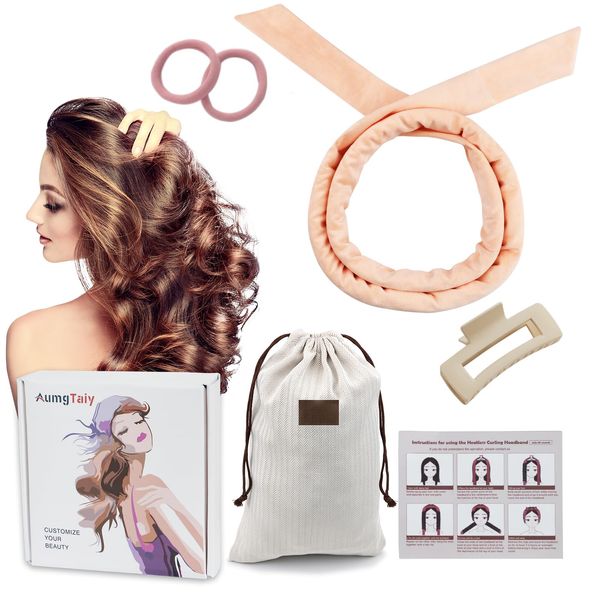 AumgTaiy Locken Ohne Hitze, Heatless Curls Band, Locken über Nacht Hair Curler Haarband no Hea Set Haarband Wave Formers über Nacht für Mittleres Langes Haar für Frauen, Mädchen und Kinder(Rosa)