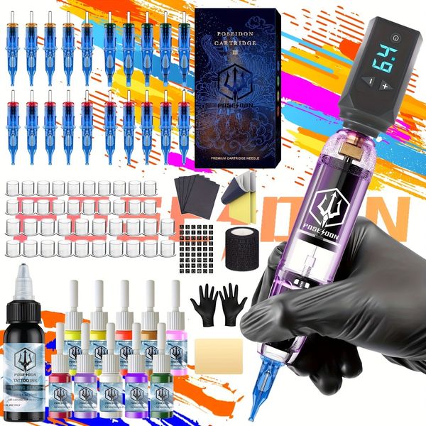 Rechargeable Battery Tattoo Machine Kit with Precision,Sharp Needles for Artists
