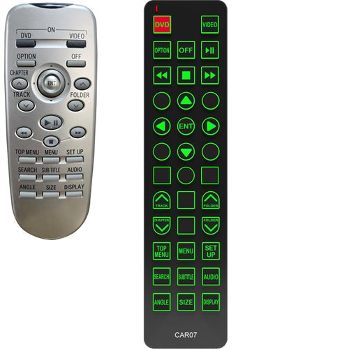 Replacement Remote Control for Toyota Venza 2009, 2010, 2011, 2012, Rear Entertainment DVD System, with Backlit, Oversized Buttons