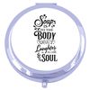 Soap is to the body [ACB] folding compact pocket mirror - silver round circle shape