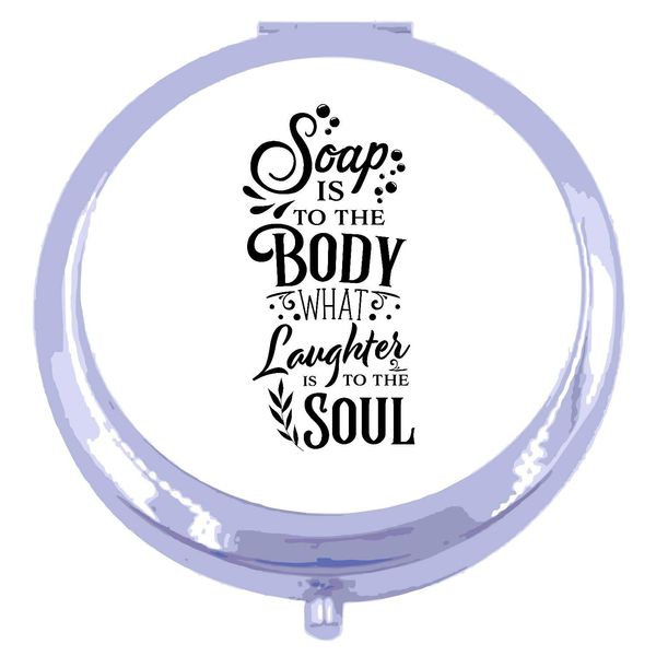 Soap is to the body [ACB] folding compact pocket mirror - silver round circle shape