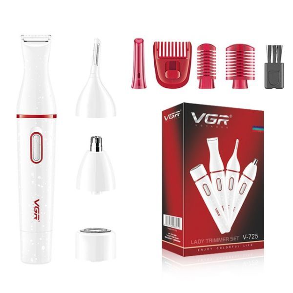 Nose Hair Nose Hair Trimmer VGR Multifunctional 4 in 1 Women's Hair Remover Professional Electric Nose and Ear Trimmer Rechargeable Grooming Kit V-725