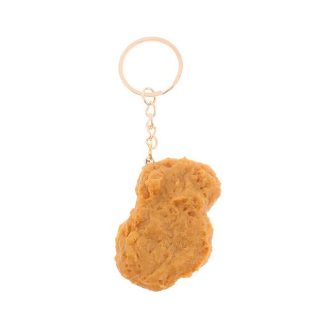 Yeesabella Realistic Chicken Nugget Novelty Funny Chicken Nugget Gag Joke Keyring Fast Food Key Chain