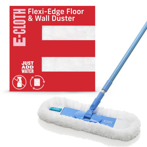 E-Cloth Flexi-Edge Floor & Wall Duster, Reusable Dusting Mop for Floor Cleaning, Floor Cleaner Ideal for Harword, Tile, Laminate and Other Hard Surfaces, 100 Wash Guarantee, 1 Pack