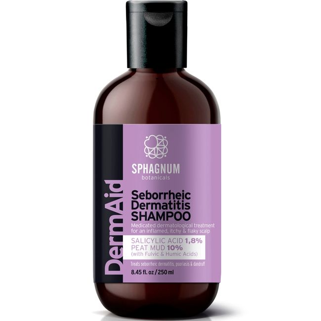 Sphagnum Botanicals Seborrheic Dermatitis Shampoo - Salicylic Acid with Natural Peat Mud for Treatment of Dry, Itchy, Flaky Scalp. Helps Also With Dandruff, Psoriasis & Eczema. 8.45 oz