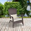 Outdoor Plastic Wicker Deck Sun Chair w/ Steel Frame & Soft Cushions