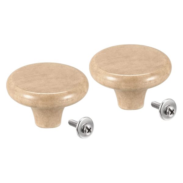 uxcell Universal Pot Lid Knobs Wood Replacement Knobs for 2 x 1.3 inches (50 x 32 mm) Pan Lid