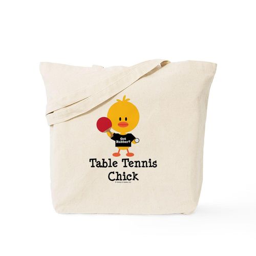 CafePress Table Tennis Chick Tote Bag Reusable Natural Beige Canvas Shopping Bag