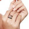Santuzza 925 Sterling Silver Stackable Ring Black Spinel Engagement Wedding Band Stacking Ring for Women (6.5)