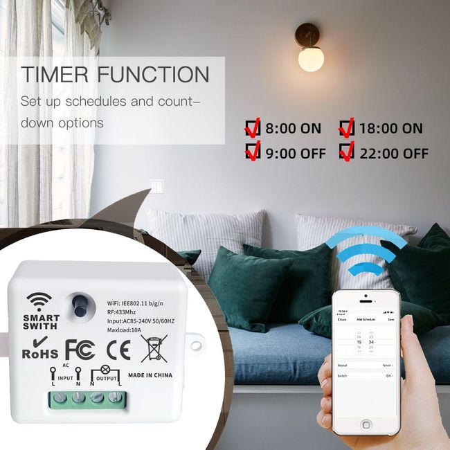 Electric Tuya APP Mobile Remote Control WiFi Smart Timer Switch Wireless  Countdown Time Switch Home Staircase Light 220V 110V AC