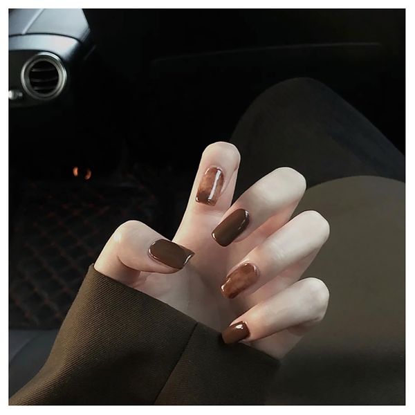 SEMTIM Nail Tips, 24 Pieces, Medium Short, Round False Nails, Short Nail Tip, Medium Long, Popular, Japanese Style, Cute, Simple, Fashionable Adult Ceremonies, School Entrance Ceremonies, Graduation Ceremonies (PD208)