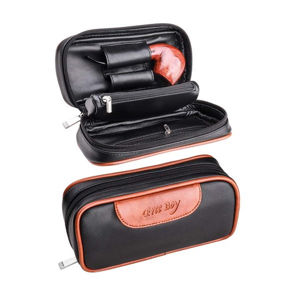 Free Boy Leather Tobacco Smoking Pipe Pouch/Bag Holder 2 Tobacco Pipes and Other Accessories