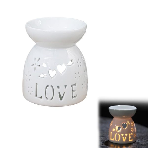 Duftlampe aus Keramik mit Kerzenhalter Teelichthalter Aromalampe Duftlicht Aromabrenner für Duftöl und Duftwachs