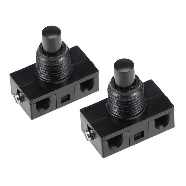 sourcing map Inline Foot Pedal Push Button Switch, UFO Type Lamp Lighting Foot Control Latching ON/Off Footswitch Black 2 Pcs