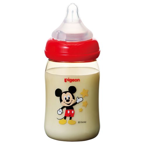 Pigeon Feeling of Breast Milk Baby Bottle, Made of Plastic, Mickey Mouse Design