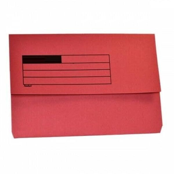 Foolscap Document Wallets 285gsm, Assorted Colours, Pack of 25 Folders (Red)