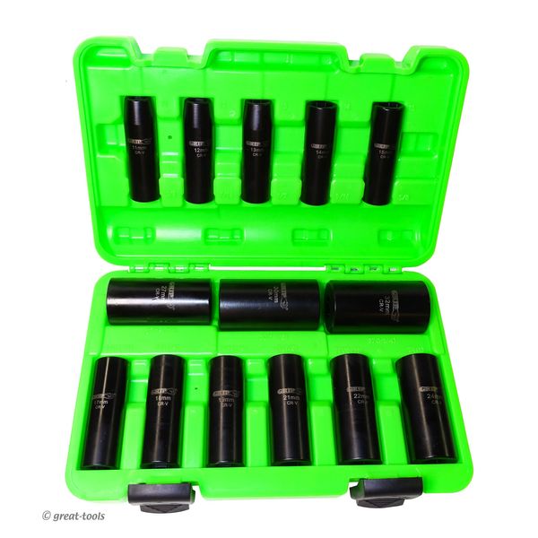 IMPACT SOCKET SET – 1/2” drive – Deep – MM / Metric – 6-point tools
