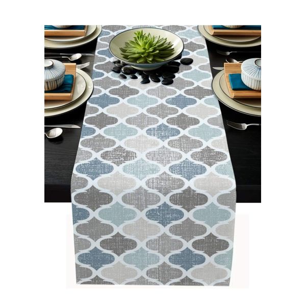 Farmhouse Table Runners 13x90inch ,Rustic Teal Table Runner for Kitchen Dining