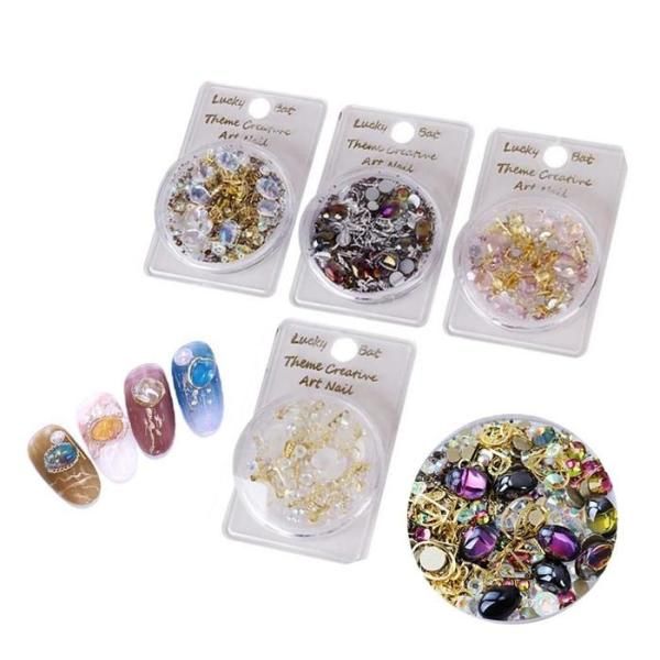 [RG570RTQ] Nail Art Luxury Pebble Stone Parts Set 2 7 Types