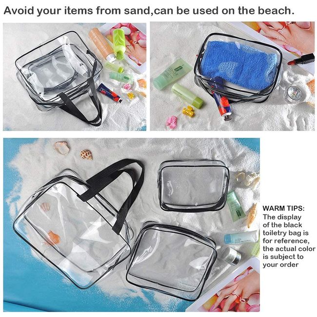 Clear Toiletry Bags Set of 3 - Waterproof PVC Travel Organizer for