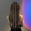 EZ PEACH Hair Extensions Kira Kira Colorful Crystal Chain Barrette Hair Ornament Wig Extension One Touch 50cm Easy Installation Party Colorful Dance Recital Cultural Festival Sports Festival Event Festival (Rainbow 2in1)