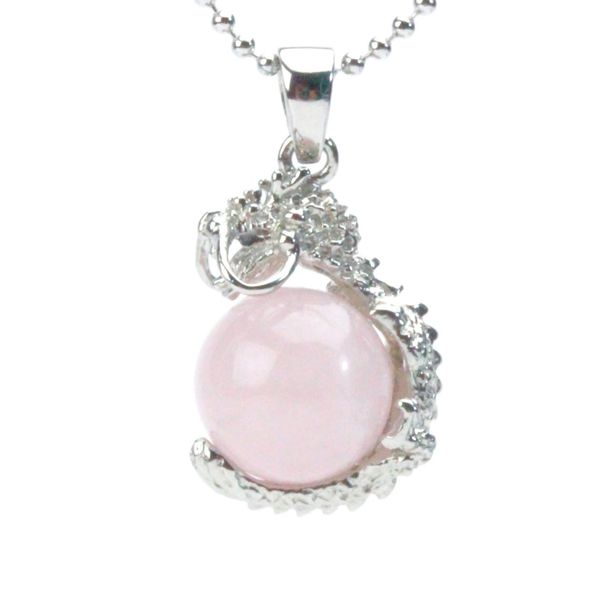 Happy Bomb Rose Quartz, 0.5 inch (12 mm), Dragon Pendant Necklace, Natural Stone, Power Stone