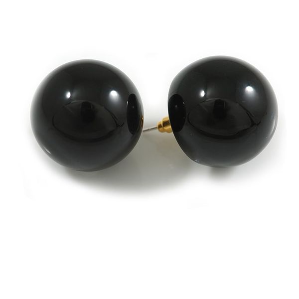 Black Acrylic Ball Stud Earrings/20mm in Diameter