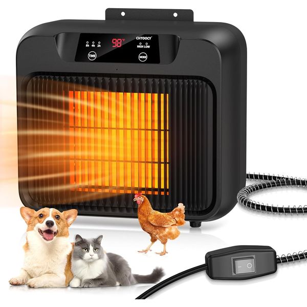 600W Dog House Heater, Pet House Heater W Timer Setting (2 4 8 H) Dog Heater for