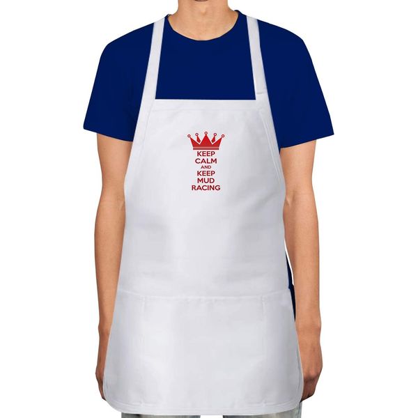 Makoroni - KEEP CALM AND KEEP KEEP CALM AND KEEP MUD RACING Apron Adjustable Kitchen Chef Apron with 2 Pockets Cooking Baking, DesS16