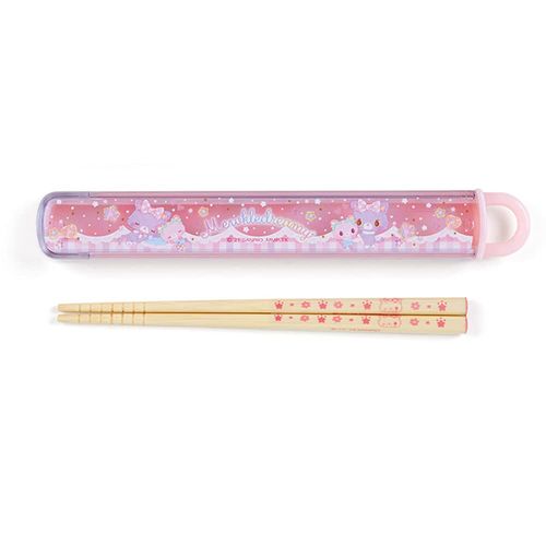 Sanrio 879380 Mucle Dreamy 879380 Chopsticks & Case Set for Kids, Antibacterial Name Stickers, Made in Japan