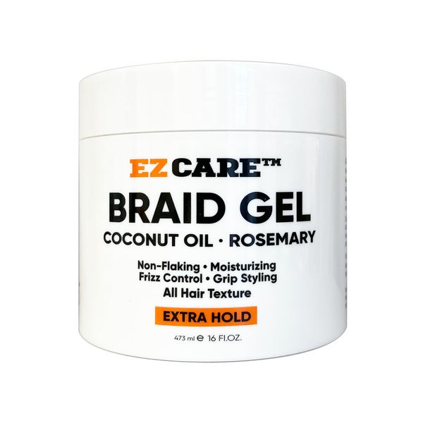 EZCARE Braid Gel Coconut Oil/Rosemary/Non-Flaking/Moisturizing/Frizz Control/Grip Styling/All Hair Texture/Extra Hold (16 oz.)