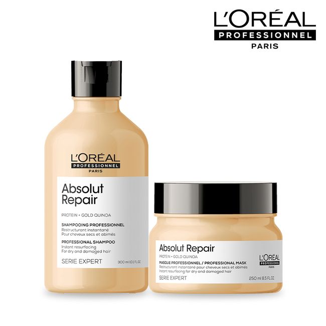 [Set for extremely damaged hair] L’Oréal Absolute Repair Shampoo 300ML + L’Oreal Professional Absolute Repair Mask 250ML 2-piece set