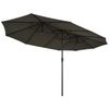 15' Outdoor Double Sided Market Patio Umbrella  Steel Rectangular - Grey